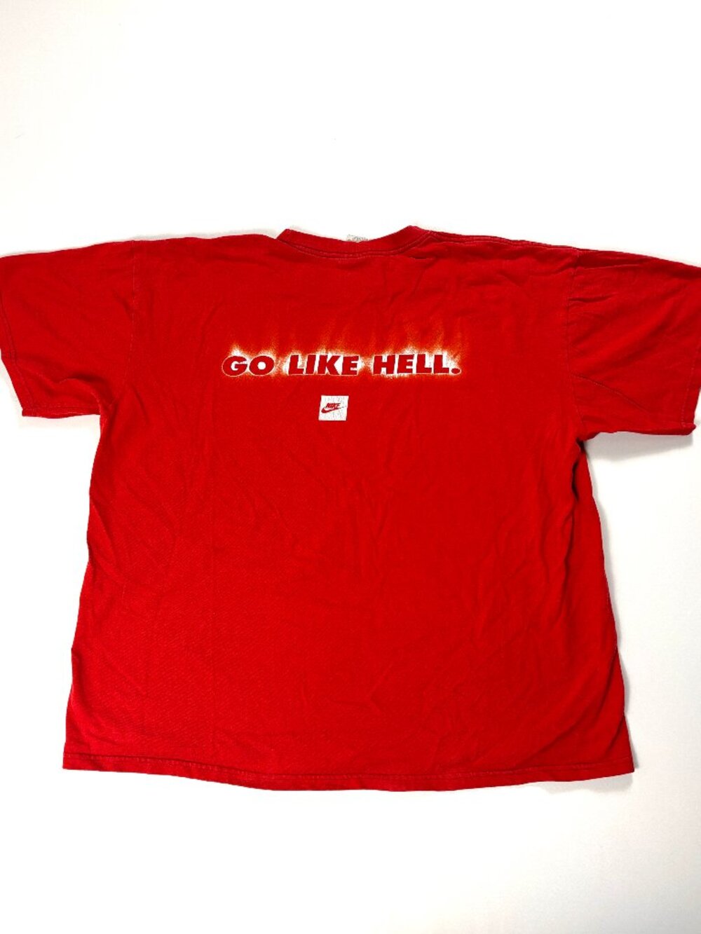 Vintage Nike Mens Go Like Hell T Shirt Red Sz XL Cotton Rare Sports Silver Tag
